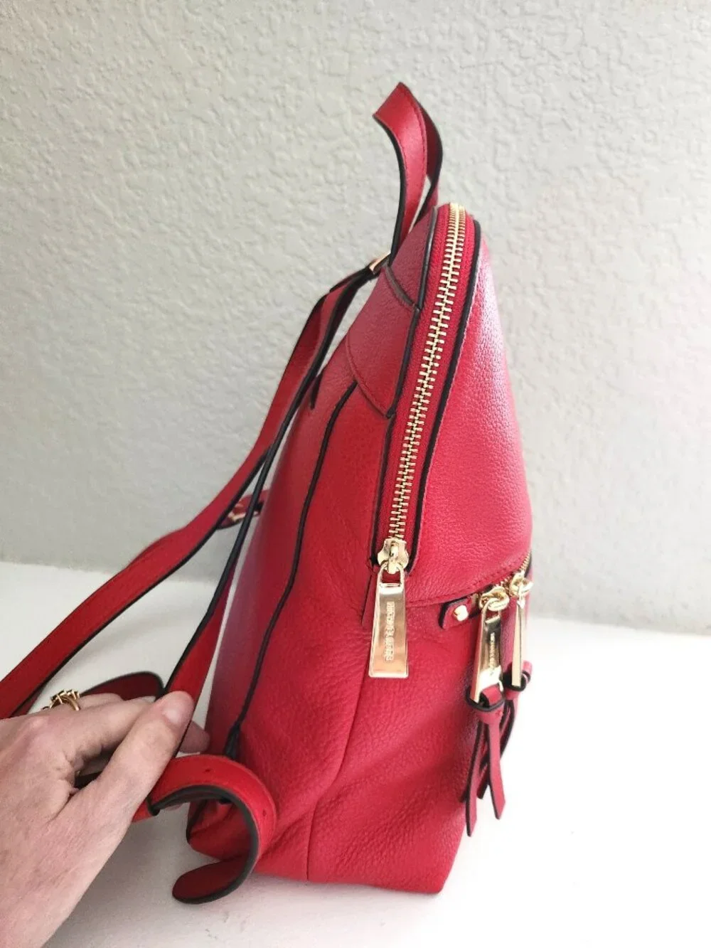 New Michael Kors Red Leather Backpack